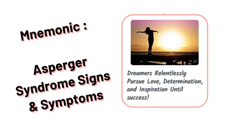 Medical & Nursing Mnemonic Asperger Syndrome Signs & Symptoms